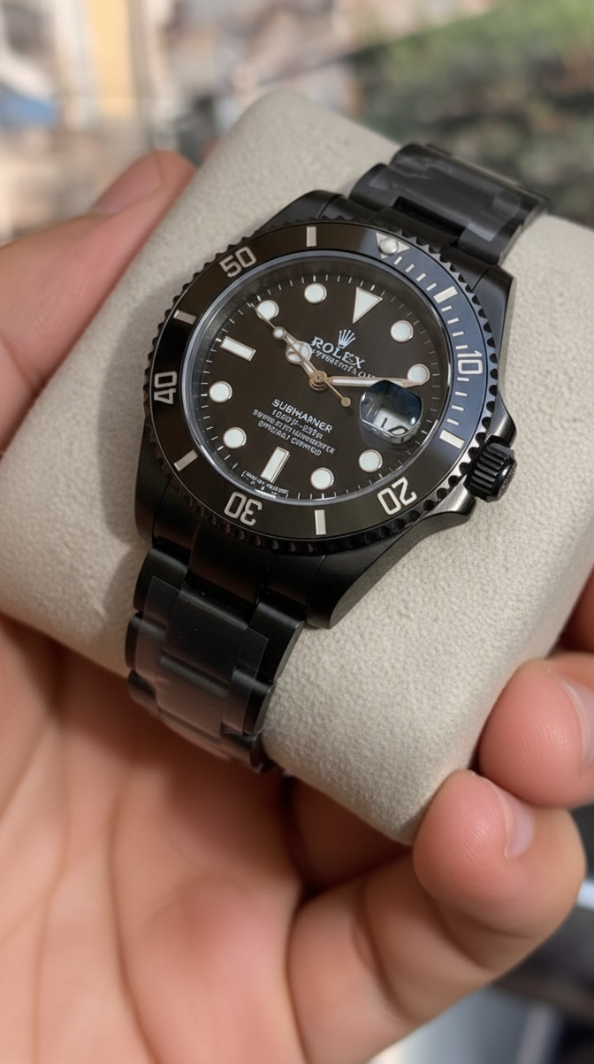 Rolex Luxury Matte Black Edition Watch – Timeless Stealth Aesthetic