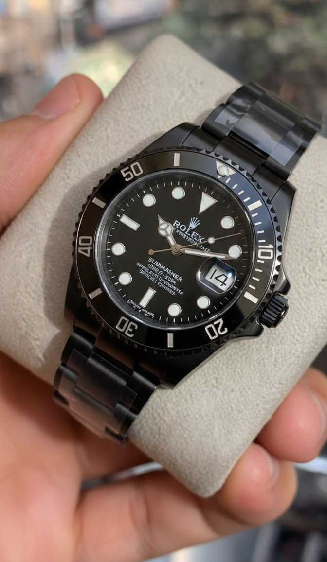 Rolex Luxury Matte Black Edition Watch – Timeless Stealth Aesthetic
